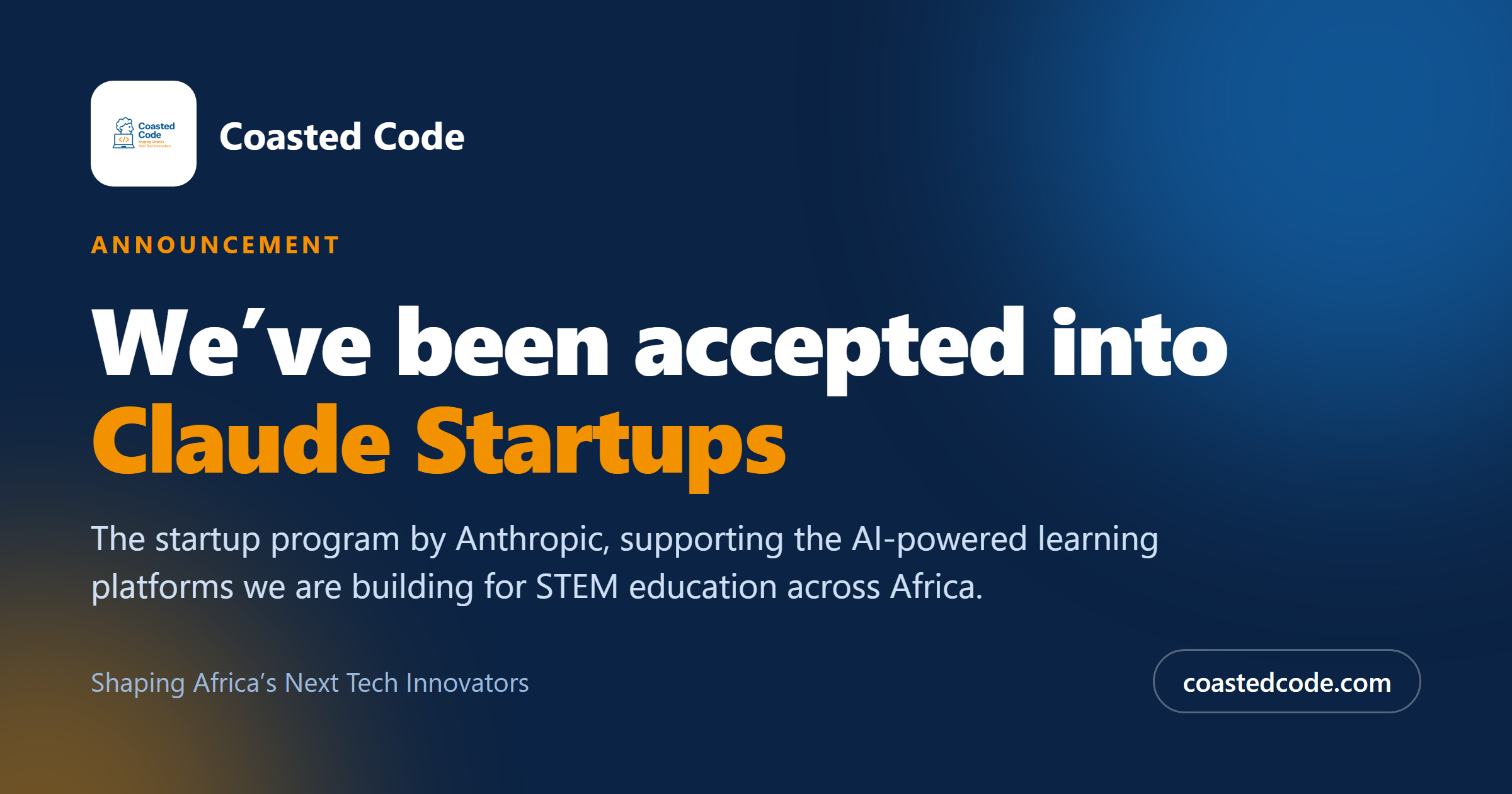 Coasted Code announcement: We’ve been accepted into Claude Startups, the startup program by Anthropic